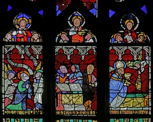 Fenster mit Darstellung des Heiligen Johannes, der den Ruf Jesu hört